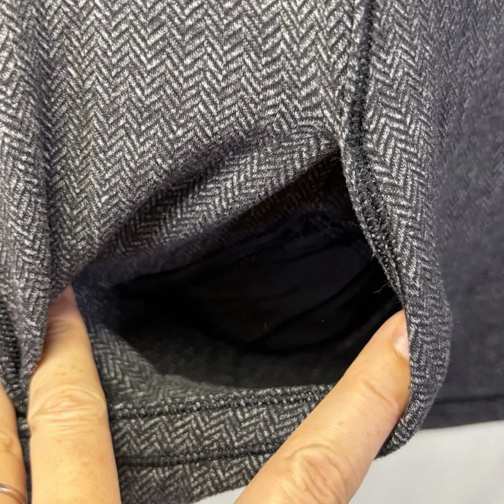 Lululemon Base Runner 1/2 Zip Heathered Herringbone Black Gray Women’s Sz 8